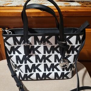 Michael Kors Monogram Black and White Satchel